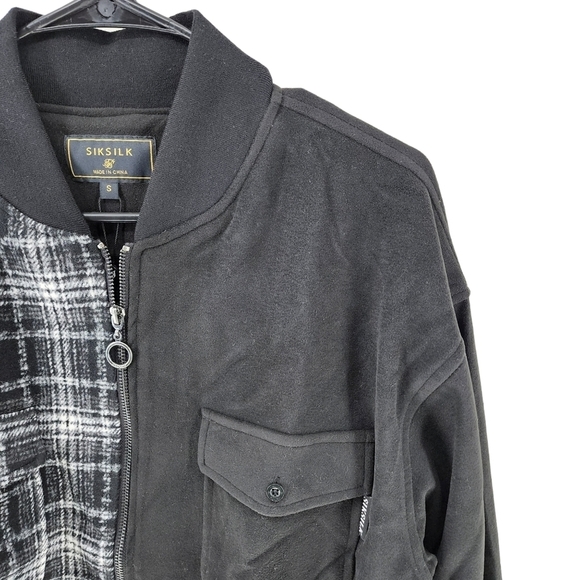 Siksilk Men's Half & Half Spliced Full-Zip Bomber Jacket - S - Picture 3 of 8